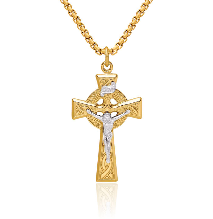 925 Sterling Silver Gold Inri Lord Jesus Christ Crucifix Holy Cross Necklace Religious Chain Pendant Charm