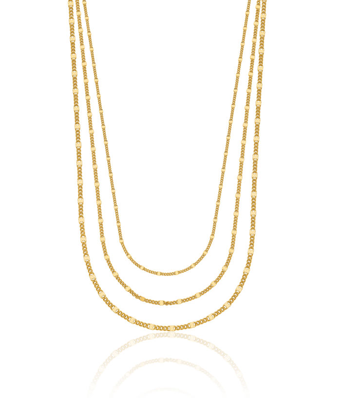 925 Sterling Silver Gold Multi Strand Chain Necklace