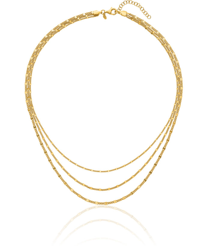 925 Sterling Silver Gold Multi Strand Chain Necklace