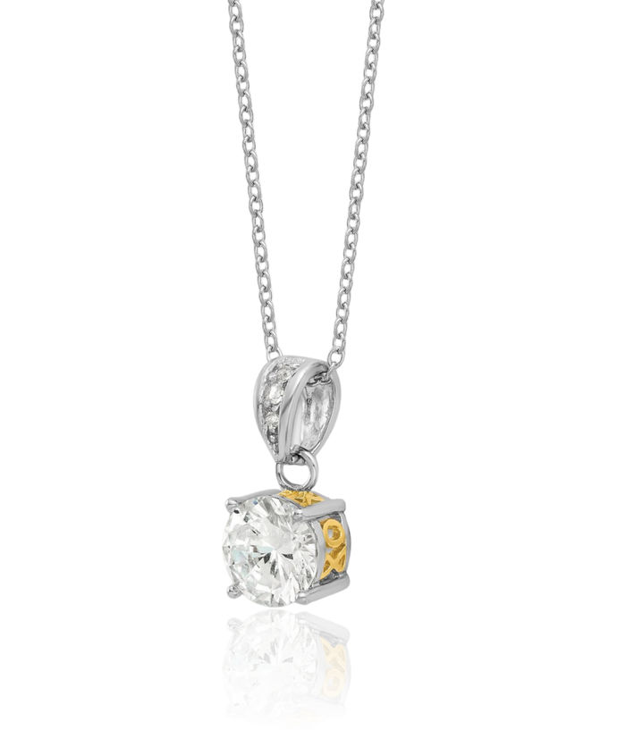 925 Sterling Silver Gold Plated 8mm Cubic Zirconia CZ Kisses Necklace Chain