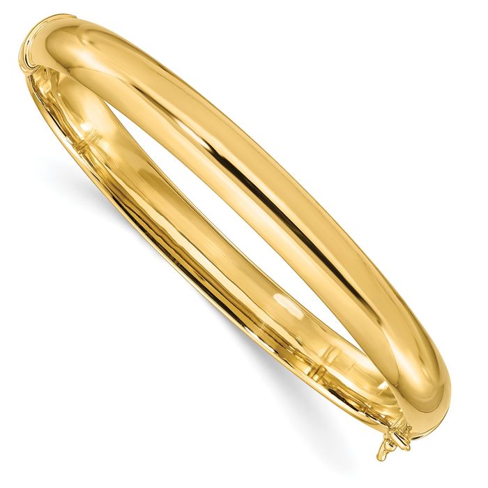 925 Sterling Silver Gold Plated 8mm Bangle Bracelet