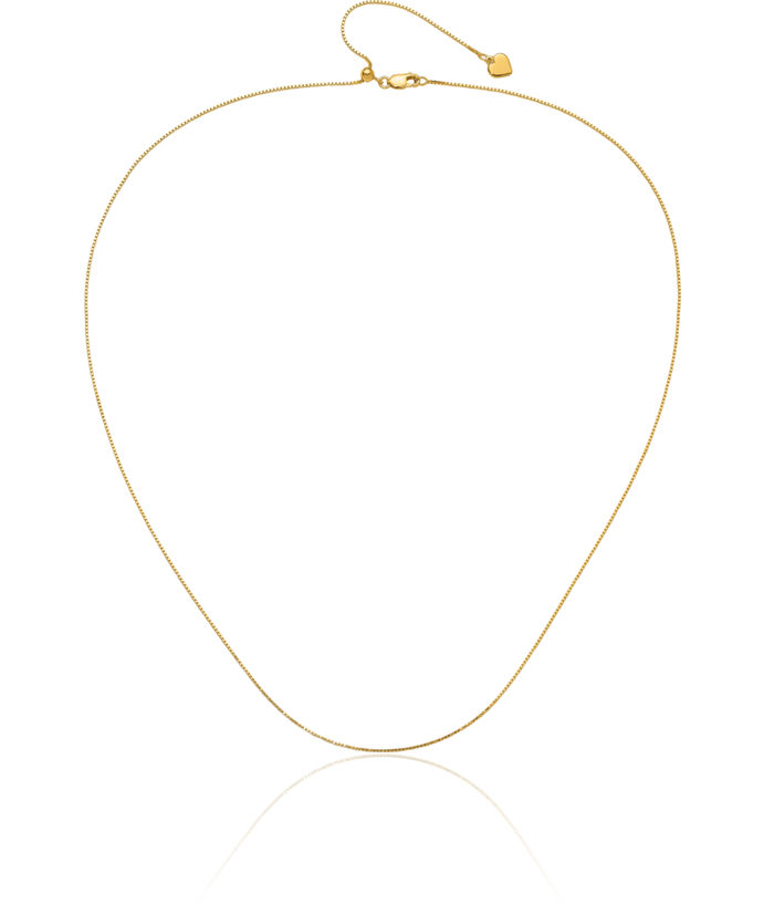 925 Sterling Silver Gold Plated Adjustable 0.85mm Box Link Chain Necklace