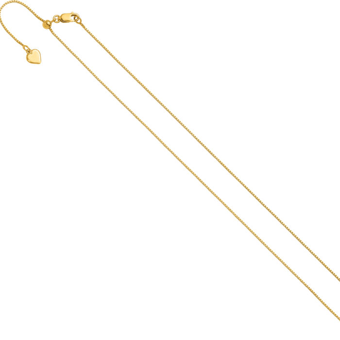 925 Sterling Silver Gold Plated Adjustable 0.85mm Box Link Chain Necklace