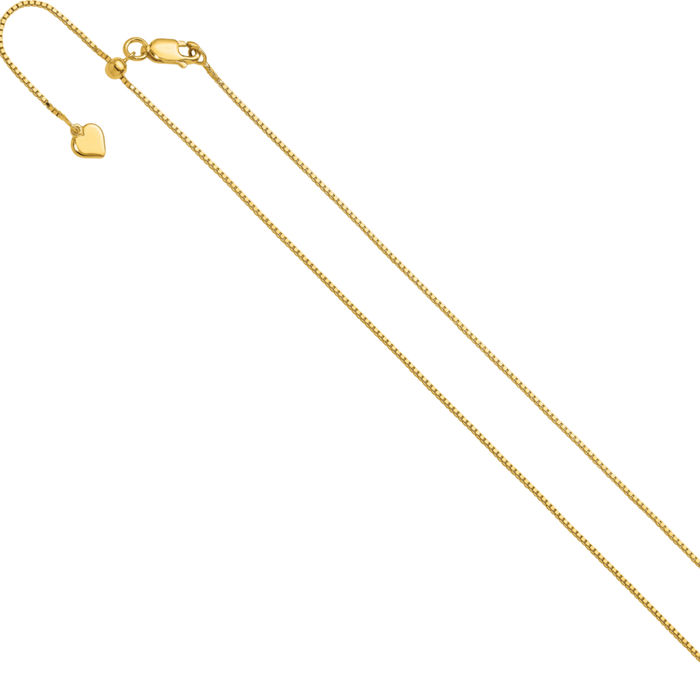 925 Sterling Silver Gold Plated Adjustable 0.95mm Box Link Chain Necklace