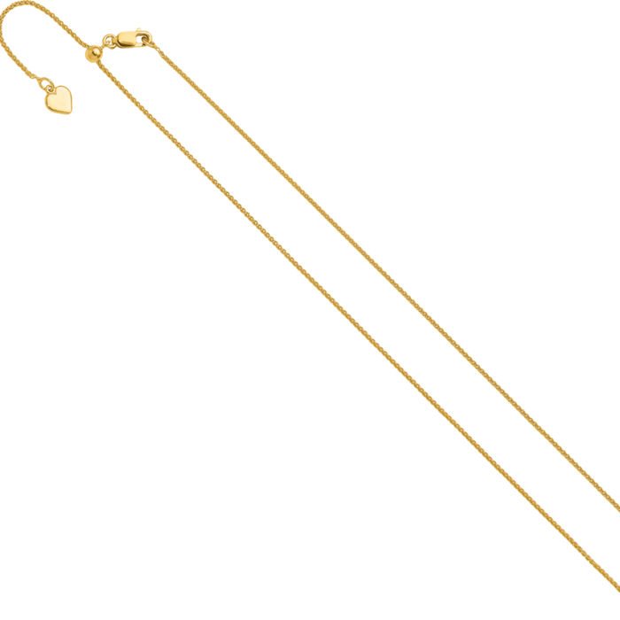 925 Sterling Silver Gold Plated Adjustable 1mm Spiga Wheat Link Chain Necklace
