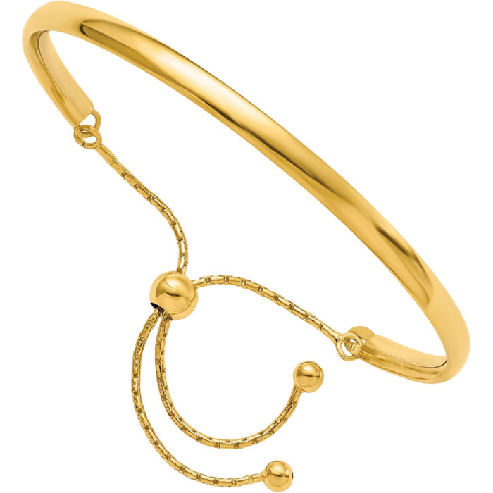 925 Sterling Silver Gold Plated Adjustable Bangle Bracelet