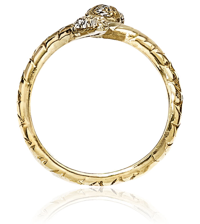 925 Sterling Silver Gold Plated Black White Cubic Zirconia CZ Snake Ring
