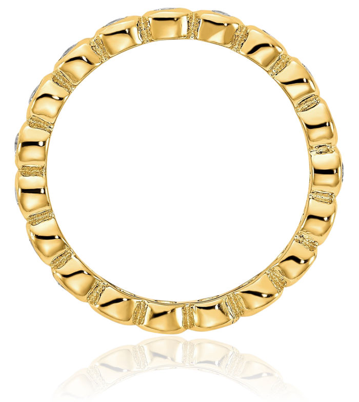 925 Sterling Silver Gold Plated Cubic Zirconia CZ 5-piece Eternity Band Stacking Ring Set