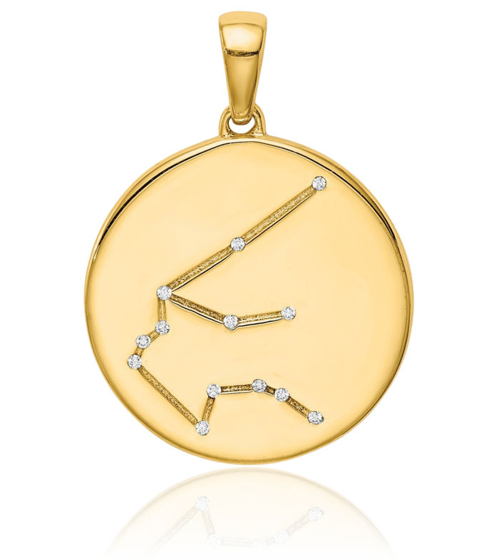 925 Sterling Silver Gold Plated Cubic Zirconia CZ Aquarius Zodiac Necklace Water Bearer Horoscope Pendant January February Birthday Charm Astrology Jewelry