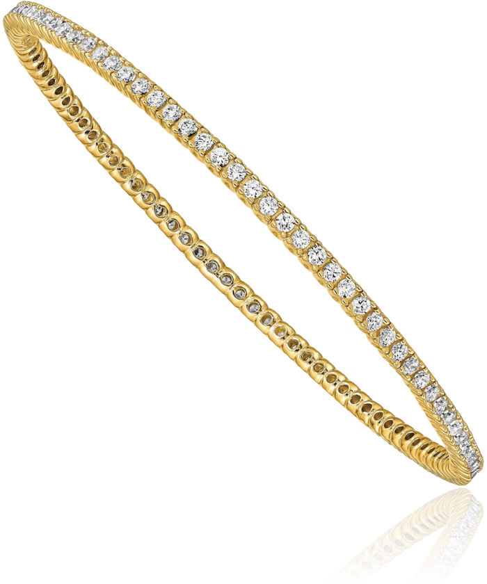 925 Sterling Silver Gold Plated Cubic Zirconia CZ Bangle Bracelet