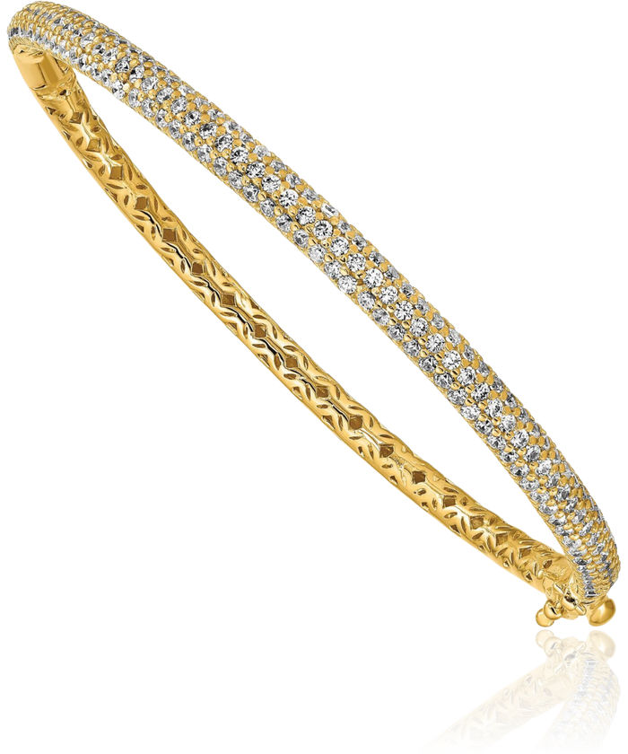 925 Sterling Silver Gold Plated Cubic Zirconia CZ Bangle Bracelet