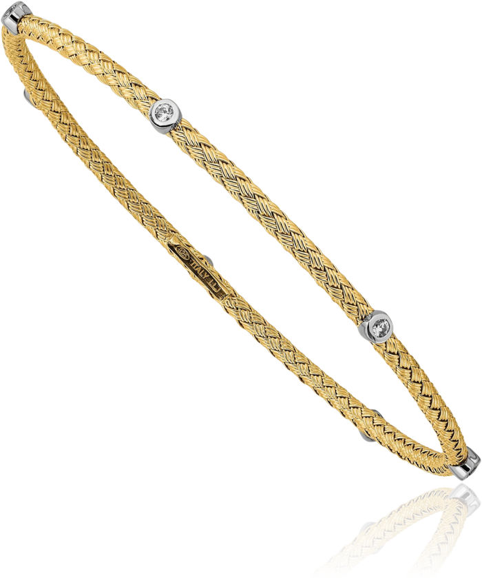 925 Sterling Silver Gold Plated Cubic Zirconia CZ Bangle Bracelet