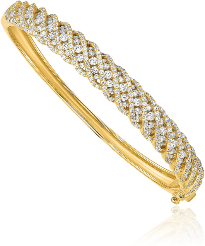 925 Sterling Silver Gold Plated Cubic Zirconia CZ Bangle Bracelet