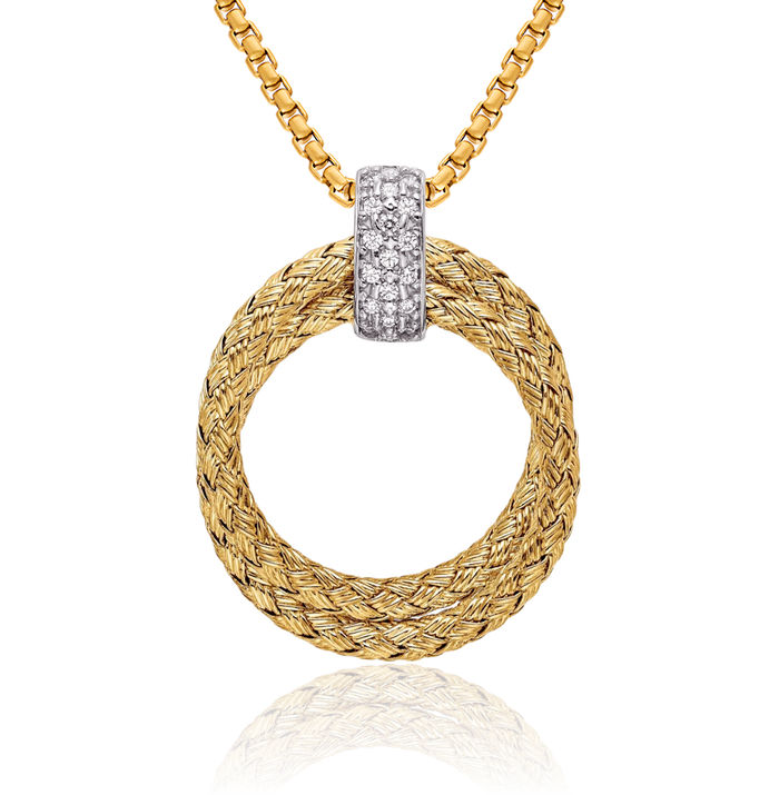 925 Sterling Silver Gold Plated Cubic Zirconia CZ Braided Geometric Necklace Chain Pendant Charm