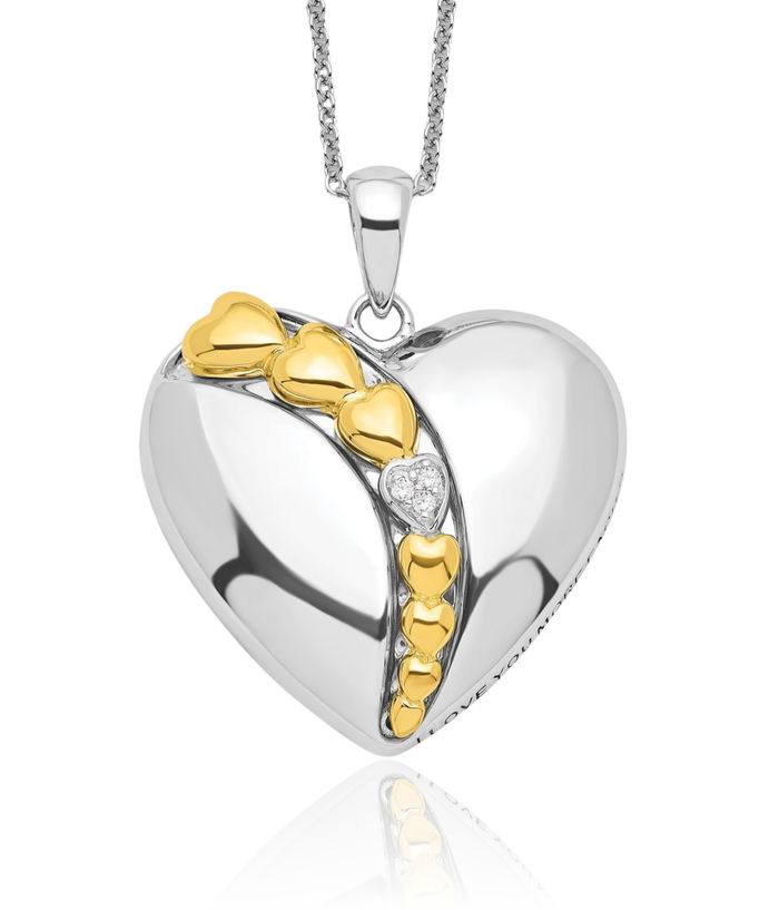 925 Sterling Silver Gold Plated Cubic Zirconia CZ I Love You More Each Day Heart Necklace Chain