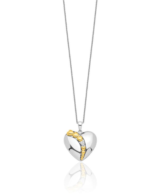 925 Sterling Silver Gold Plated Cubic Zirconia CZ I Love You More Each Day Heart Necklace Chain