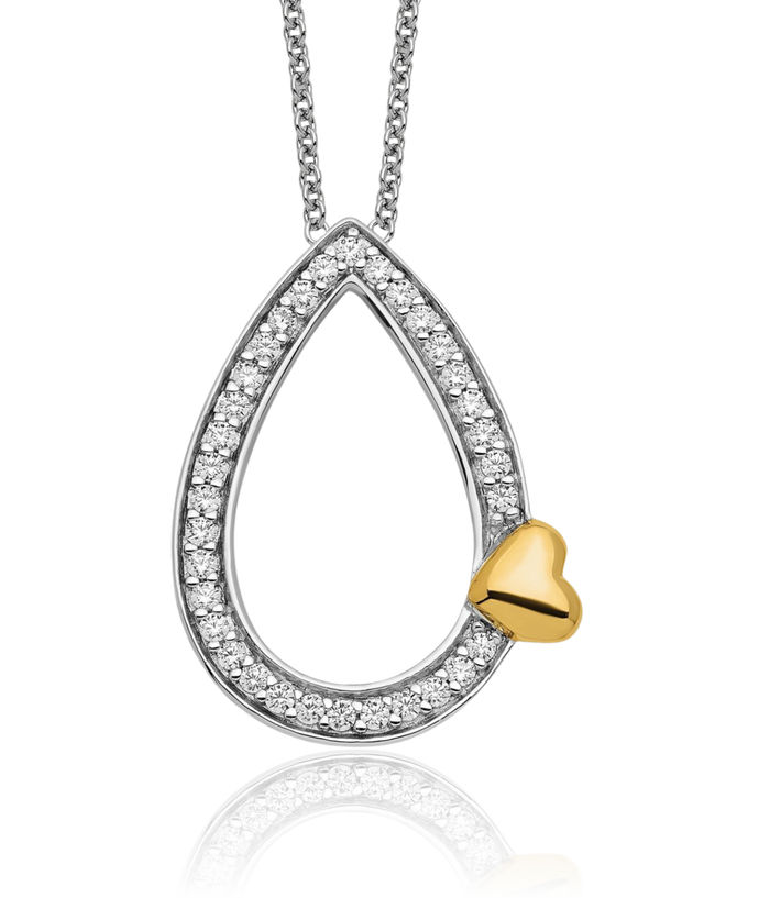 925 Sterling Silver Gold Plated Cubic Zirconia CZ Tear of Love Necklace Chain