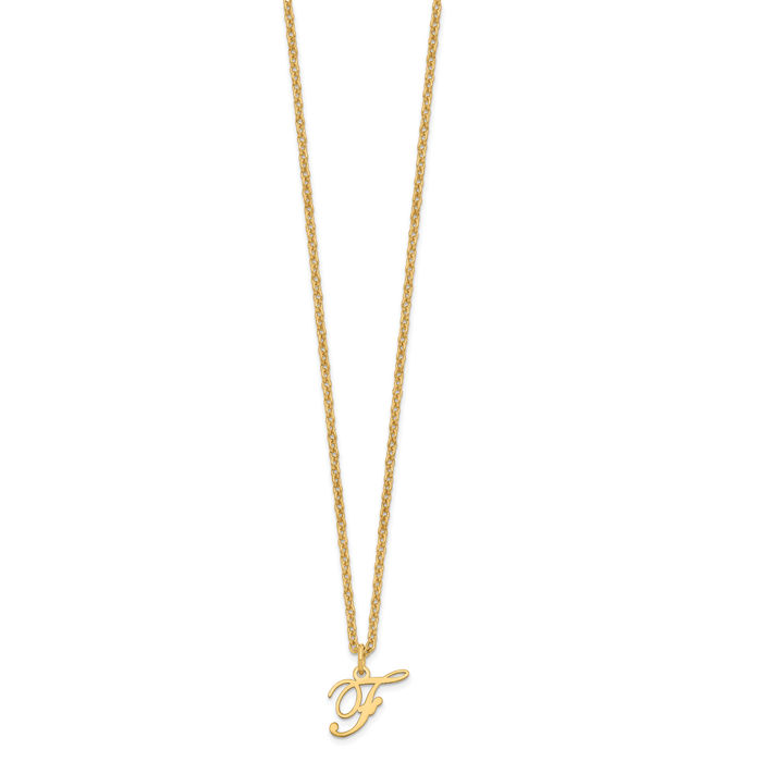 925 Sterling Silver Gold Plated Dainty Letter F Initial Name Monogram Necklace