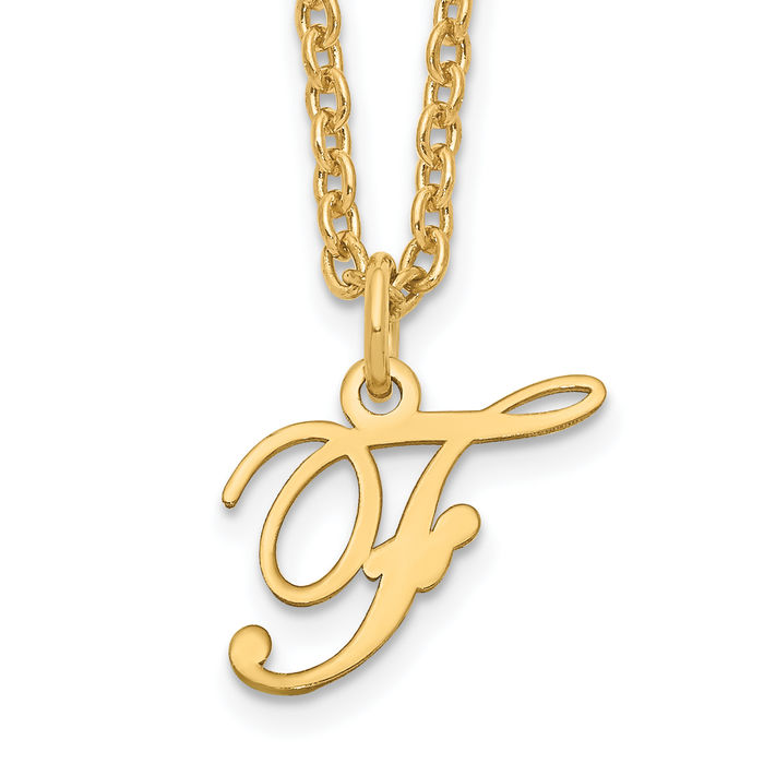 925 Sterling Silver Gold Plated Dainty Letter F Initial Name Monogram Necklace