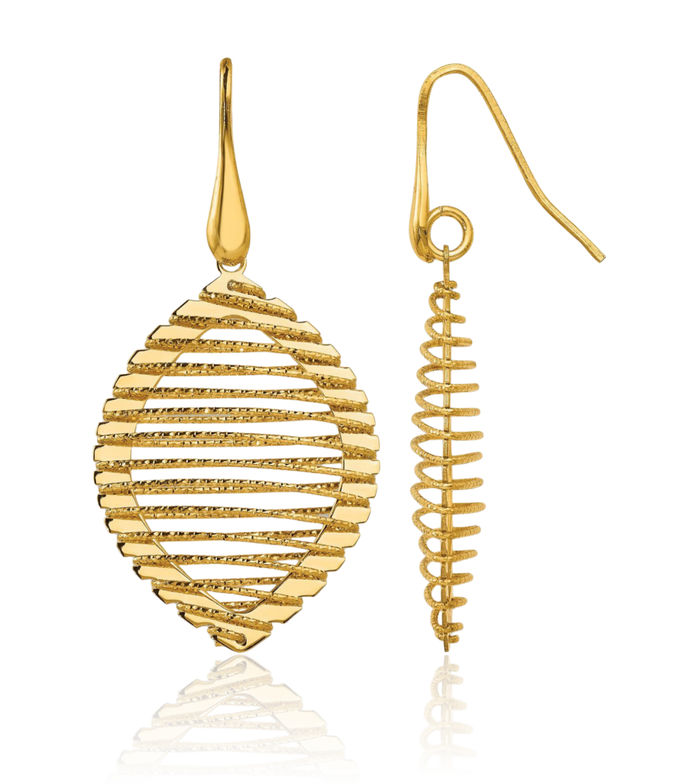 925 Sterling Silver Gold Plated Drop Dangle Earrings