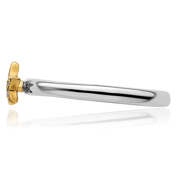 925 Sterling Silver Gold Plated Diamond Star Stacking Ring