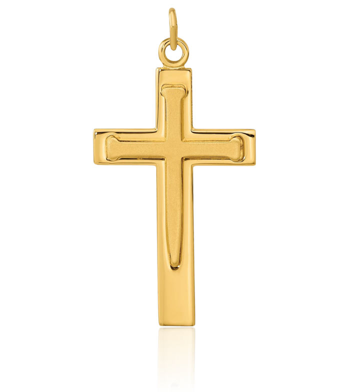 925 Sterling Silver Gold Plated Double Latin Mexican Holy Cross Necklace Religious Chain Pendant Jesus Christ Charm