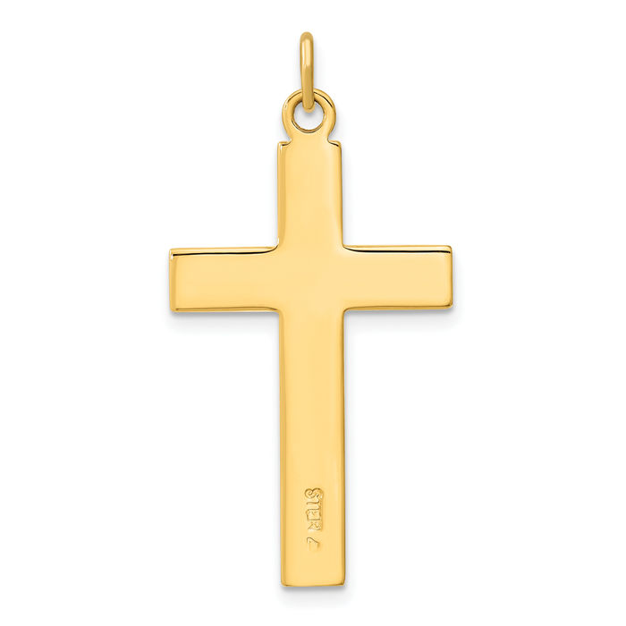 925 Sterling Silver Gold Plated Double Latin Mexican Holy Cross Necklace Religious Chain Pendant Jesus Christ Charm