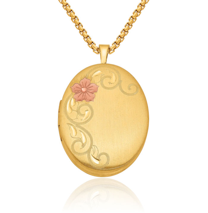 925 Sterling Silver Gold Plated Flower Personalized Photo Locket Necklace Picture Pendant Charm