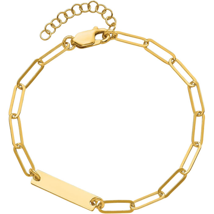 925 Sterling Silver Gold Plated ID Chain Bracelet