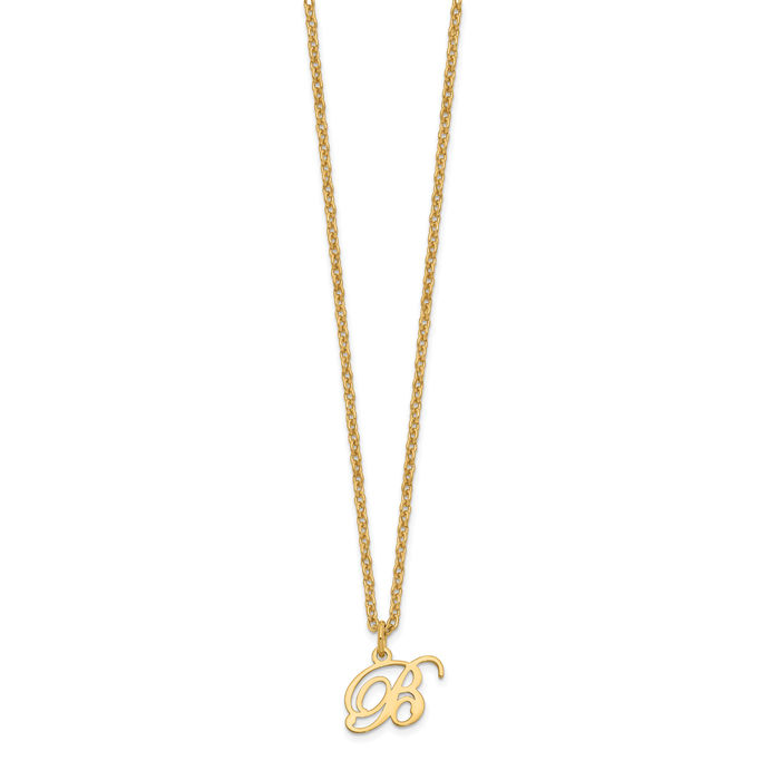 925 Sterling Silver Gold Plated Dainty Letter B Initial Name Monogram Necklace