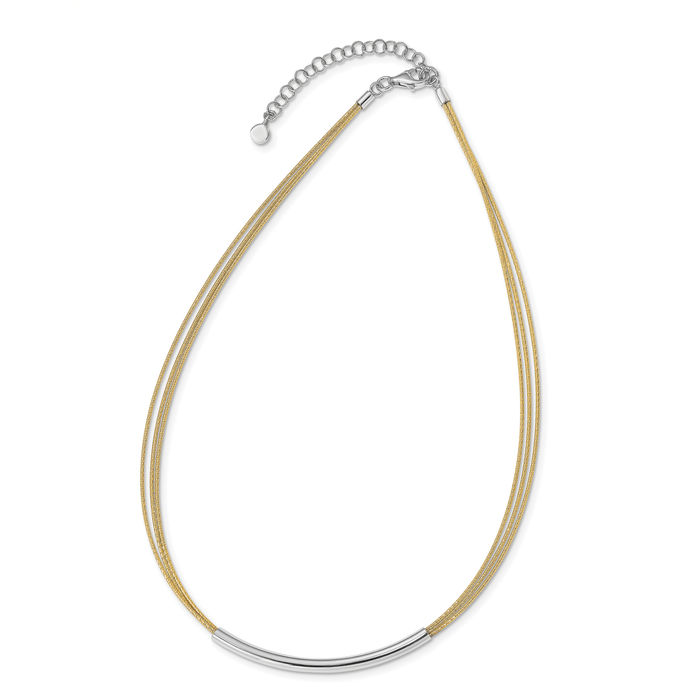 925 Sterling Silver Gold Plated Bar Neck Collar Neckwire Chain Cuff Choker Necklace