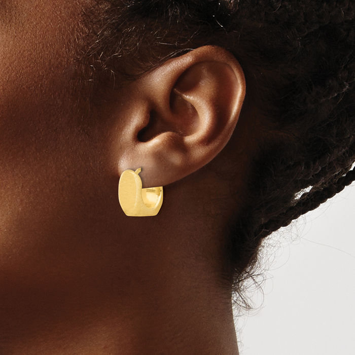 925 Sterling Silver Gold Plated Square Small Hoop Earrings
