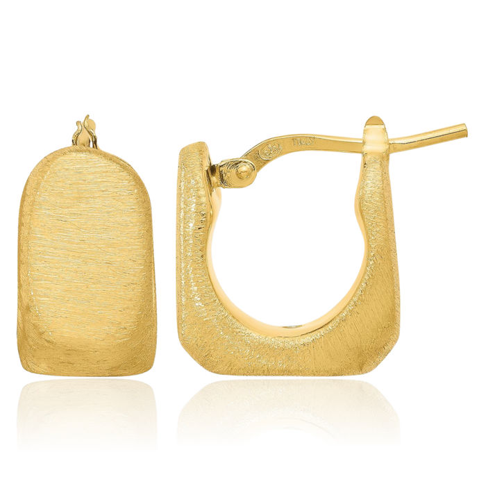 925 Sterling Silver Gold Plated Square Small Hoop Earrings