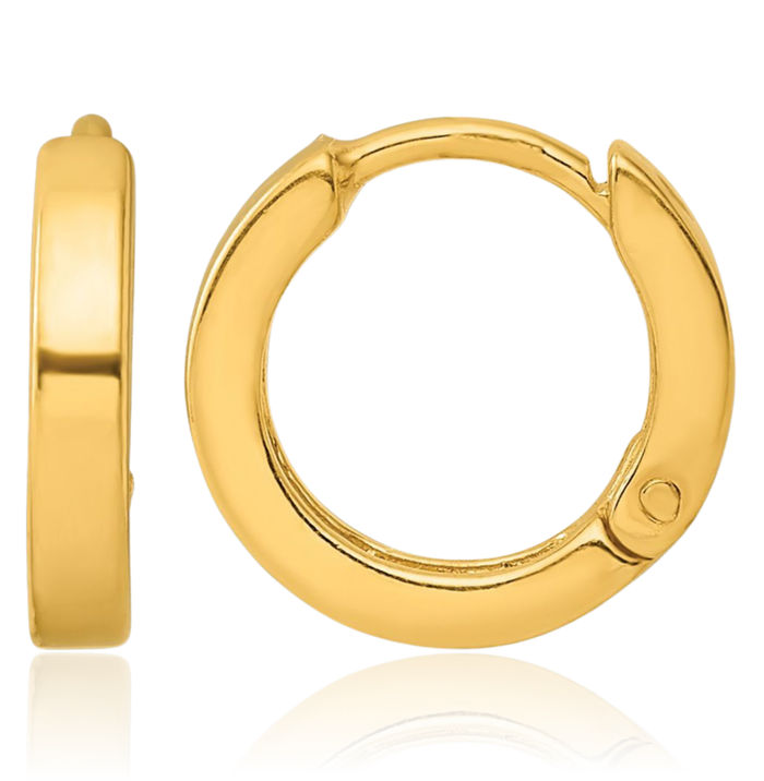 925 Sterling Silver Gold Round Huggie Small Hoop Earrings