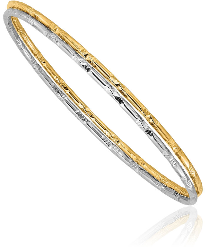 925 Sterling Silver Gold Set of 2 Bangle Bracelet