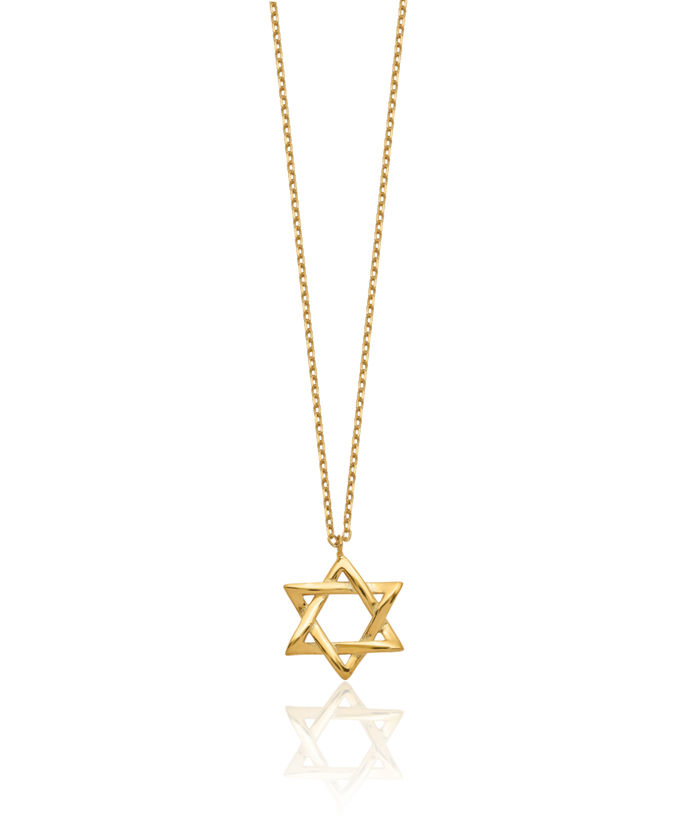 925 Sterling Silver Gold Star of David Jewish Magen Necklace Chain