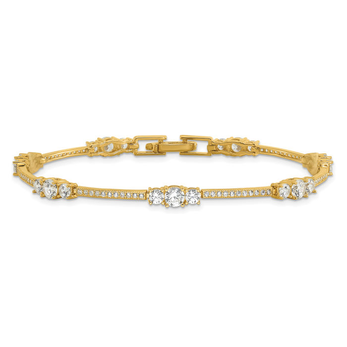 925 Sterling Silver Gold Cubic Zirconia CZ Tennis Bracelet