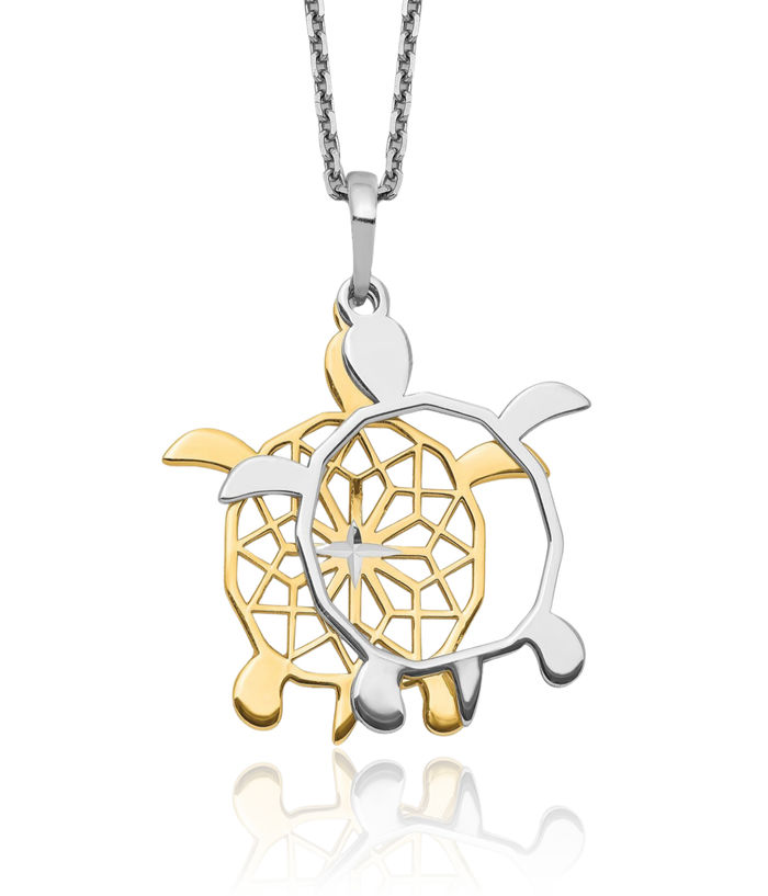 925 Sterling Silver Gold Sea Turtle Necklace Chain