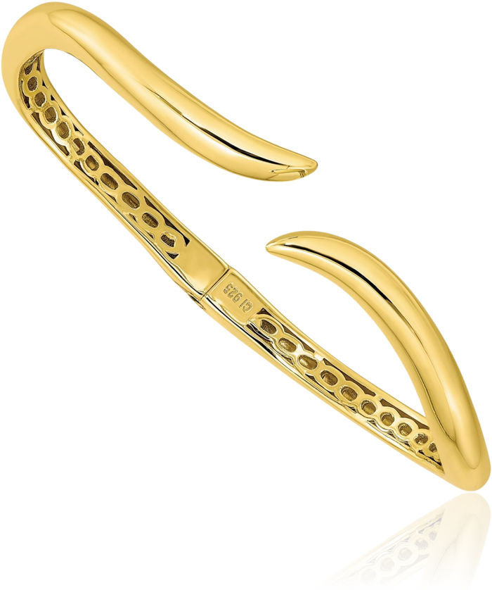 925 Sterling Silver Gold Wavy Bangle Bracelet