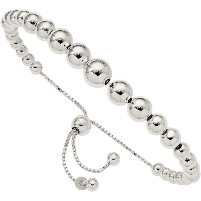 925 Sterling Silver Graduated Beads Adjustable Wrap Bracelet