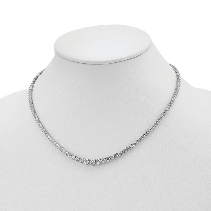 925 Sterling Silver Graduated Cubic Zirconia CZ Chain Necklace