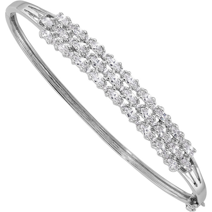 925 Sterling Silver Graduated Cubic Zirconia CZ Chain Bracelet