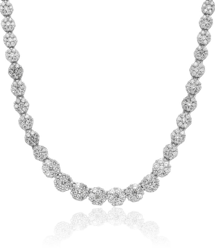 925 Sterling Silver Graduated Cubic Zirconia CZ Necklace Chain