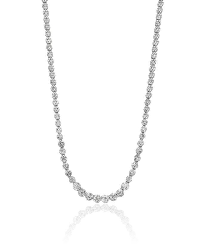 925 Sterling Silver Graduated Cubic Zirconia CZ Necklace Chain