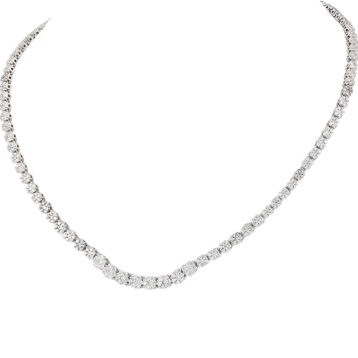 925 Sterling Silver Graduated Cubic Zirconia CZ Necklace Chain