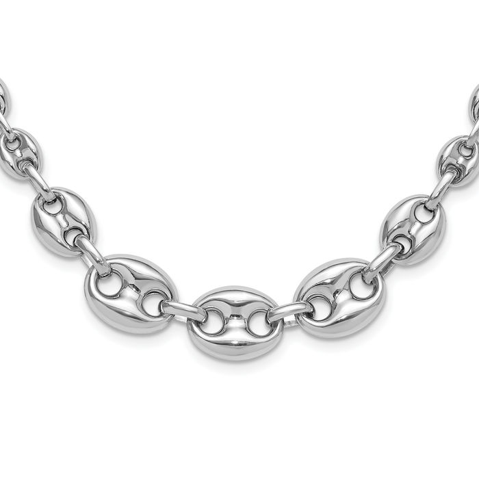 925 Sterling Silver 11.8mm Anchor Puffed Gucci Mariner Link Chain Necklace