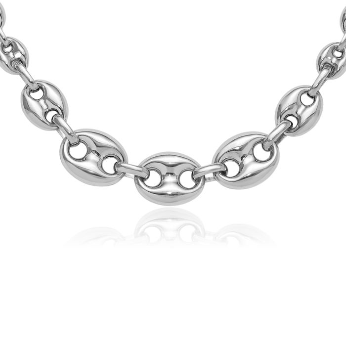 925 Sterling Silver Graduated Marina Link Necklace Chain