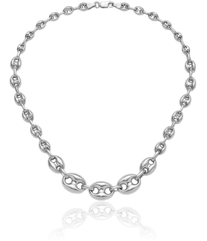 925 Sterling Silver Graduated Marina Link Necklace Chain