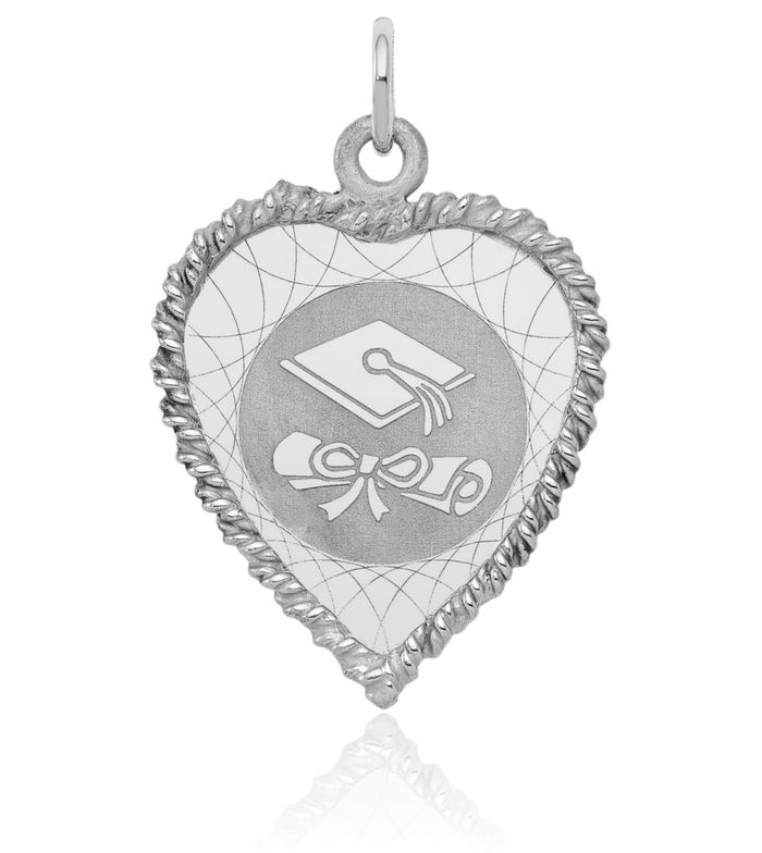 925 Sterling Silver Graduation Cap Diploma Disc Necklace Chain Pendant Charm