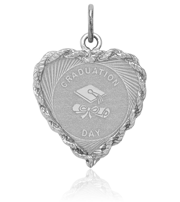 925 Sterling Silver Graduation Cap Diploma Disc Necklace Chain Pendant Charm